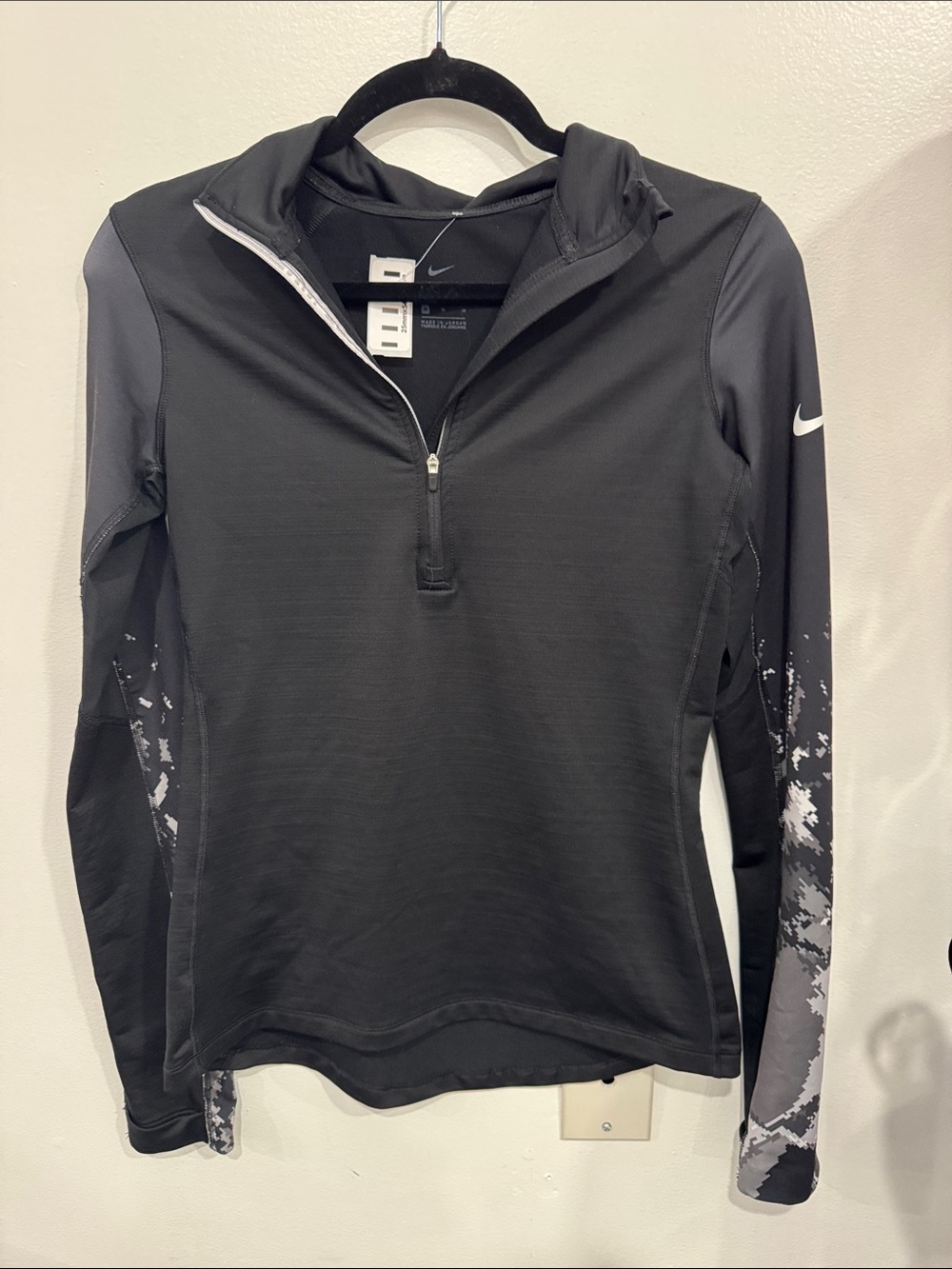 Nike Pro Hyper Warm Black and Gray Half-Zip Athletic Pullover